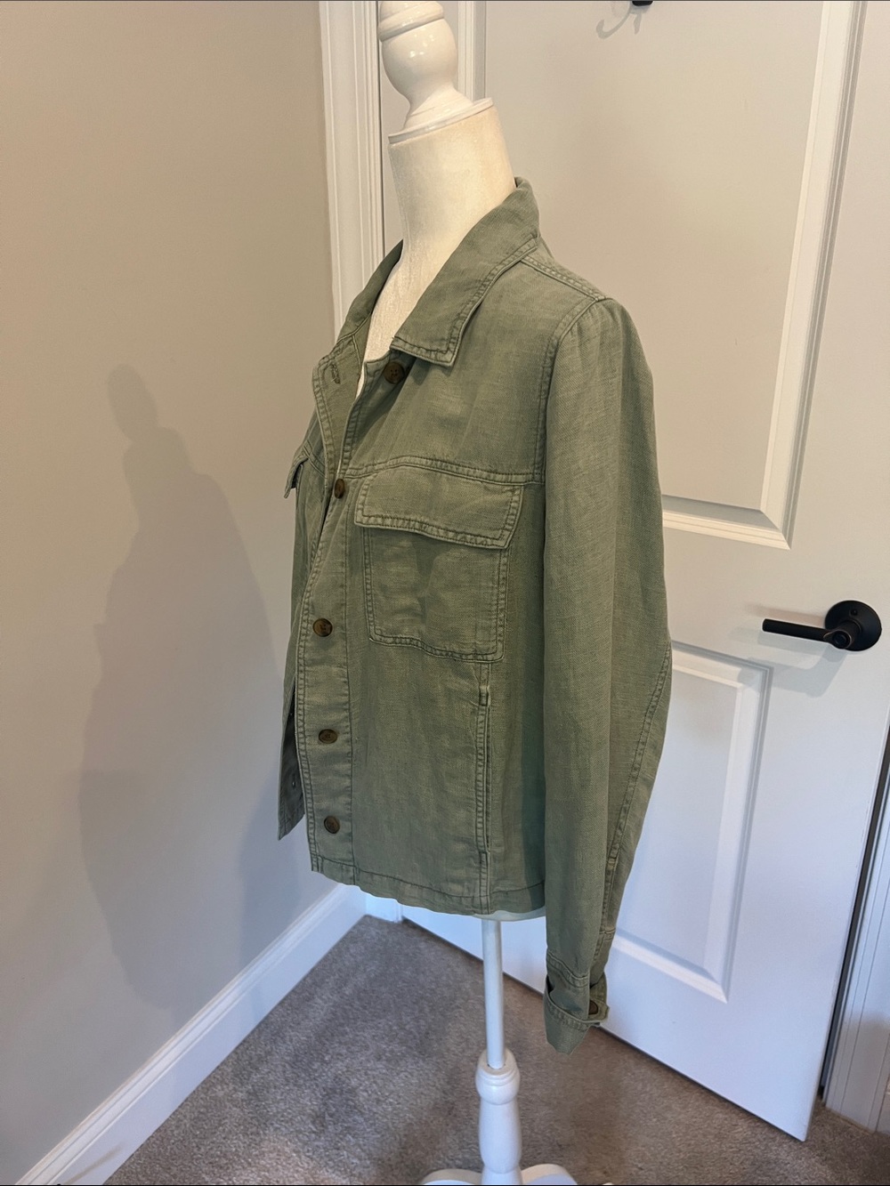 Nicole Miller New York Light Olive Green Women's Linen Jacket - Picture 2 of 12